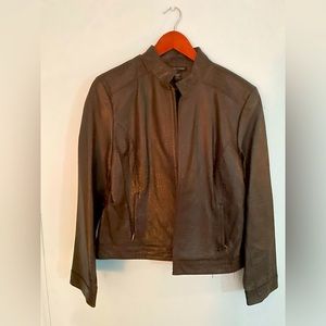 Vintage Brown leather jacket snake skin finish
